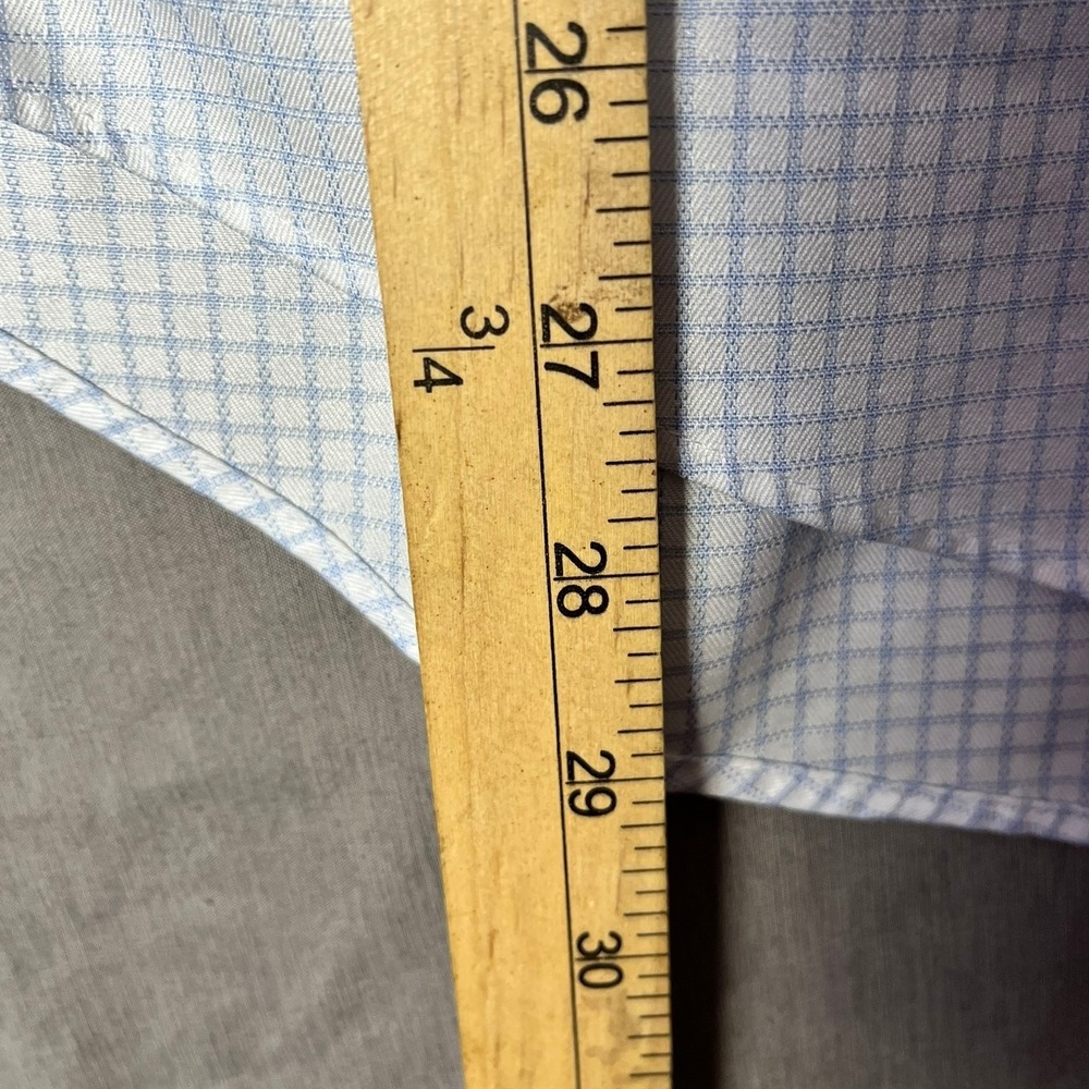 Jos. A. Bank Button-Down Mens 16-34 Reserve Slim Fit Light Blue Check EUC - Picture 11 of 11
